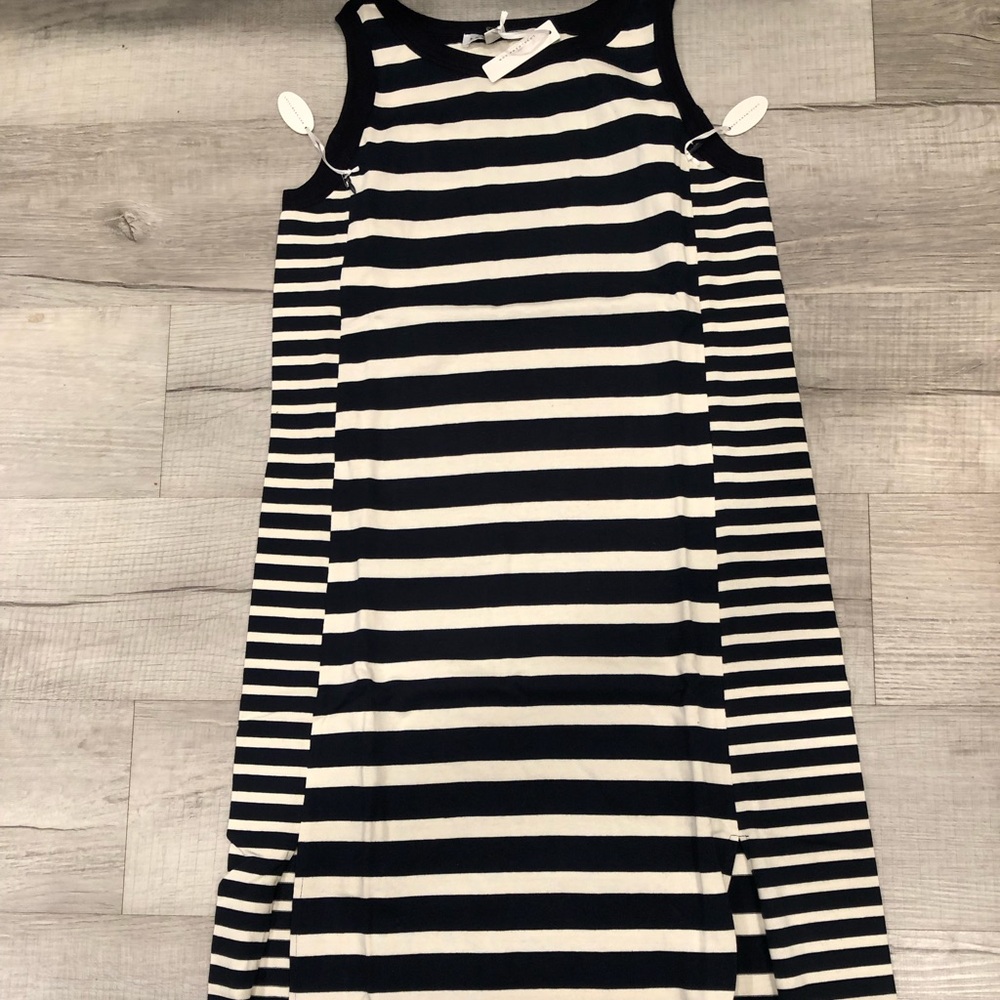 Loyal Hana Navy and White Striped Sleeveless Dress